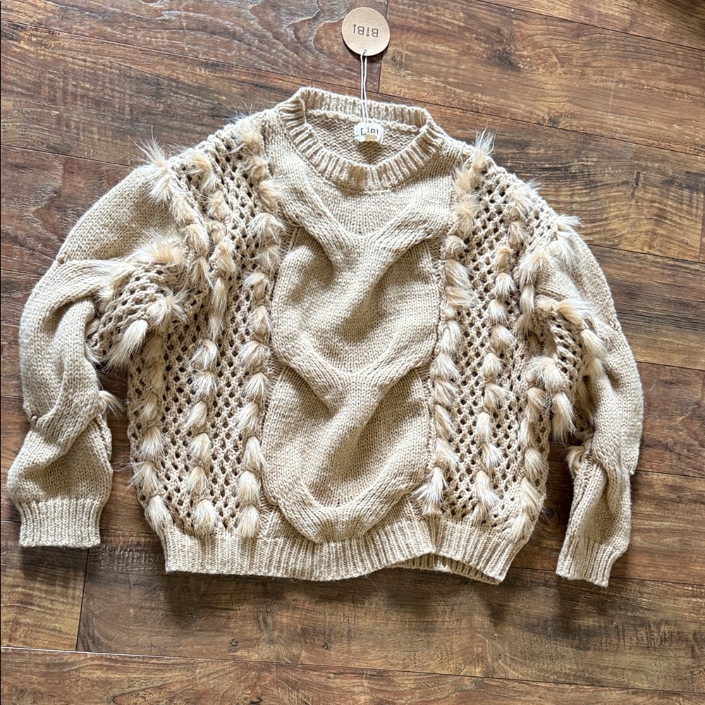 BIBI Textured Beige Sweater